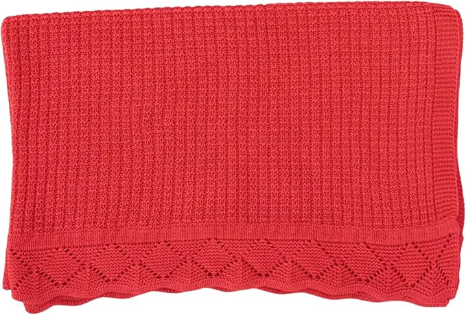 Baby Knit Blanket, 100% Cotton Waffle Patterns, Soft, Cozy, Lightweight Swaddle for Newborn & Infant Swaddling Beige Neutral, Perfect Baby Shower Ideas Red 30x30