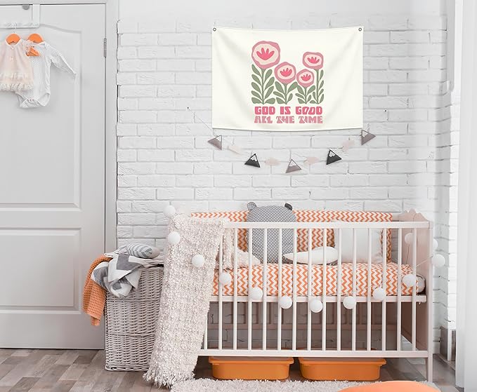 Christian Bible Verse Scripture Rectangular Banner Flag Wall Decor Gift for Baby Boy Girl Kid,Nursery Bedroom Reading Room Decor-God is Good All the Time-Baby,Shower Birthday Christmas Gift