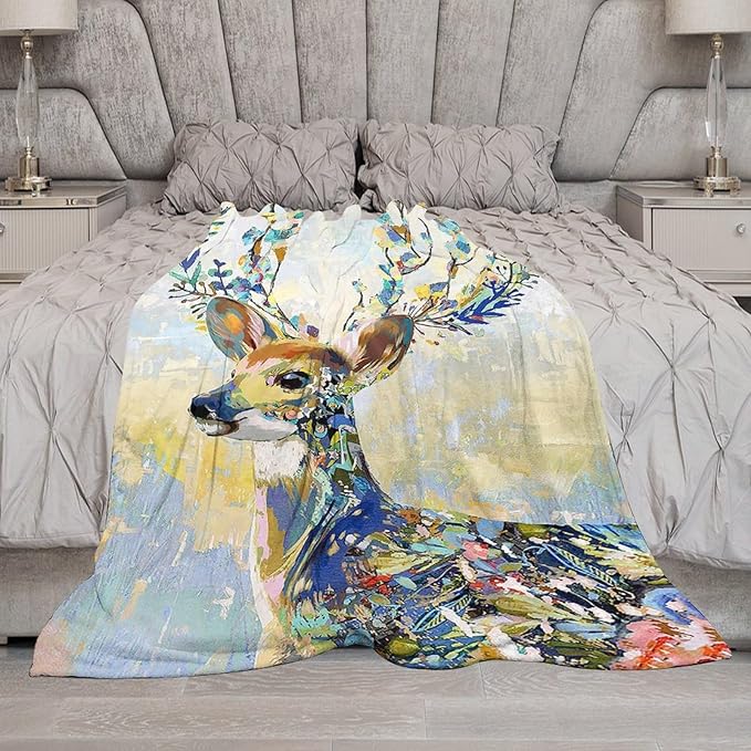 Deer Blanket Forest Deer Gifts for Girls Boys Woman Kids Hunting Lover Throw Blankets Soft Blanket Warm Fleece Flannel Plush Blankets for Bed Sofa Couch 40"x50"