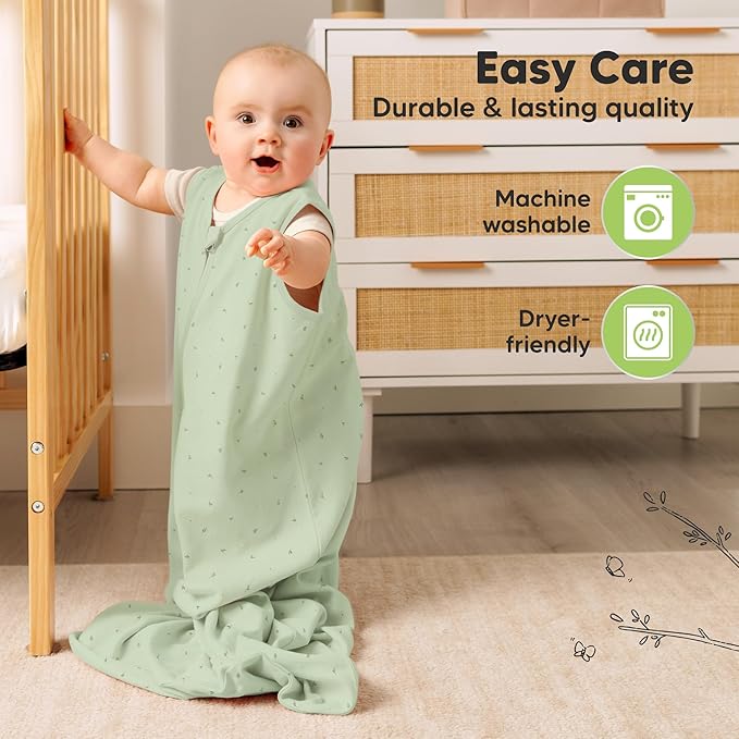 2-Pack Baby Sleep Sacks, Zipper Wearable Blanket - 0.5TOG Organic Cotton, Lightweight, Soft Cozy Toddler Sleeping Sack 6-12 months,Easy to Wear Large Newborn Transition Swaddles Sleepsacks (Bunnies)