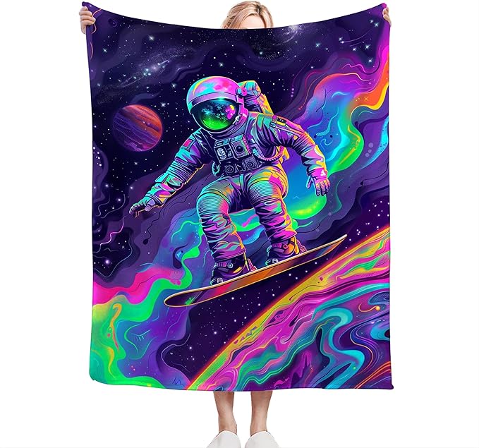 Astronaut Blanket Spaceman Throw Blanket Astronaut Gifts and Decor Fantasy Astronaut Blanket for Boys Girls Women Men Kids Adults Soft Warm Cozy Fleece Blanket for Couch Sofa Bed 50"x40"
