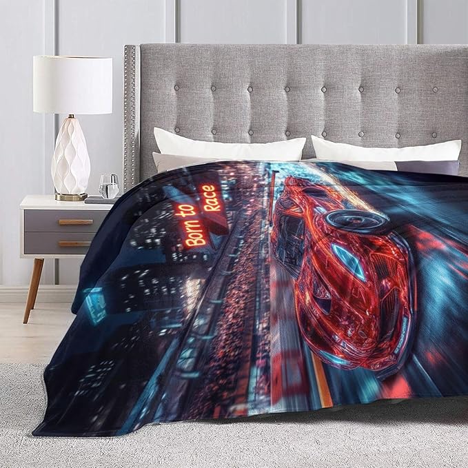 Car Blanket Cars Decor Throw Blanket Super Soft Flannel Lightweight Fluffy Plush Cozy Fuzzy Fleece Racing Lover Gifts Blanket for Kids Boys Adults Man for Bed Sofa 50"X60"
