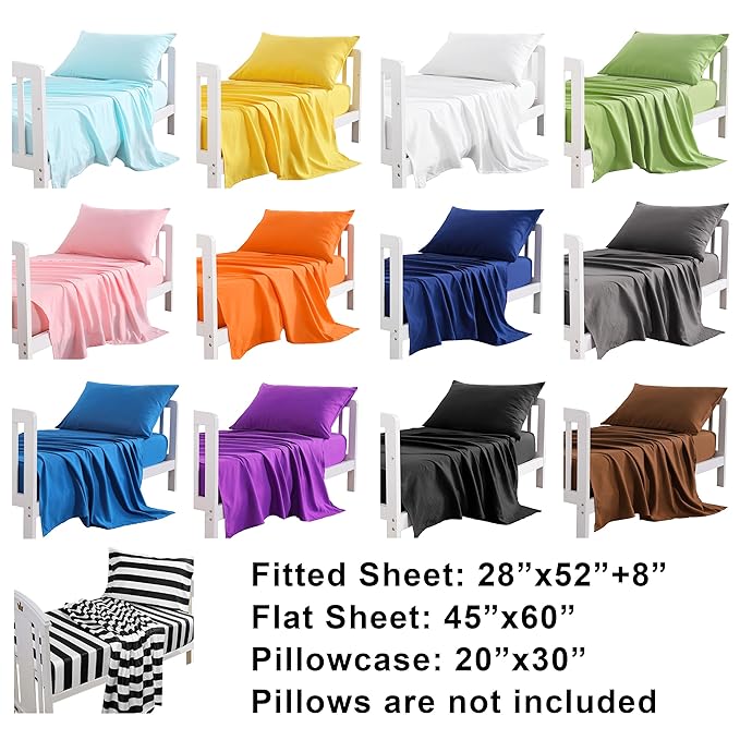 NTBAY Toddler Sheet Set - 3-Piece Microfiber Crib Sheet Set - Flat Sheet, Fitted Sheet, Pillowcase - Solid Toddler Bedding, Black