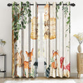 Renaiss 52 x 84 Inch African Safari Baby Curtains Grommet Blackout Window Curtain Planks Animals Tropical Tree Stump Fox Squirrel Mushrooms Print Window Treatment for Kids Boys Bedroom Decor 2 Panels