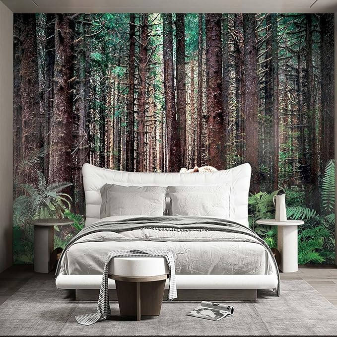 Forest Animals Bear wallpeper Kids Bedroom Woods Wall Mural - 137"x96"（Not Peel and Stick）