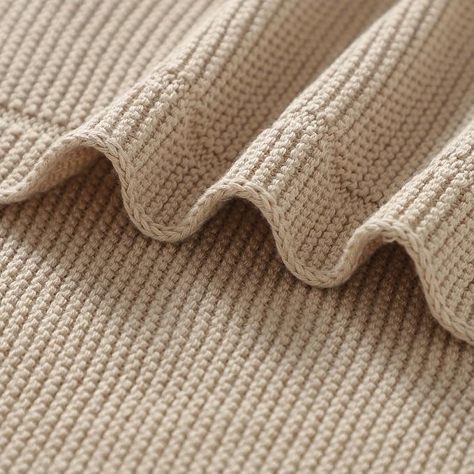 Baby Blanket 30 x 40 Inch Soft Knit for Boys & Girls Cotton Nursery Swaddling Blankets Toddler Knitted Crochet Receiving Crib