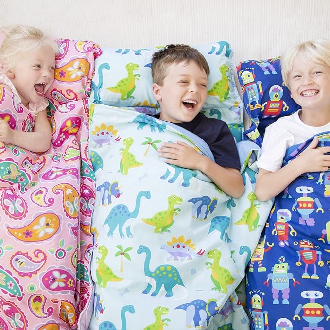 Wildkin Kids Original Nap Mat – Cozy Kids Sleep Mat with Pillow, Ideal for School & Travel - Sharks