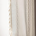 Deeprove White Boho Curtains 90 inches Length for Living Room Bedroom Nursery, Vintage Bohemian 90 inches Long Embroidery Farmhouse Light Filter Country Tassel Window Treatments, W52 x L90, 1 Panel
