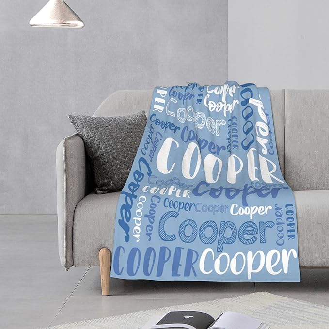 Dr.TOUGH Personalized Blankets with Name Customized Baby Blankets for Girls Boys Adults Monogrammed Blankets and Throws Christmas Birthday Mothers Fathers Valentines Day Gift (Sky Blue,50''×60'')