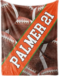 Personalized Football Baby Blanket Gifts: Custom Soft Flannel Fabric Blankets with Name Number for 0-6 Years Kids Boys Girls - Warm and Comfortable(60X80inch)