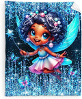 Blanket for Girls, Fairy Throw Blankets Gift for Toddler Kids Daughter 40x50 Inches Soft Cozy Cute Black Throw for Sofa Couch Living Room Bed