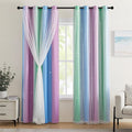 XiDi Blackout Curtains for Girls Bedroom Decor 72 inches Long Window Curtains Colorful Rainbow Design 2 Panel, Kids Room Unicorn Princess Theme Home Decor Ombre Drapes Green Purple Blue W34 X L72