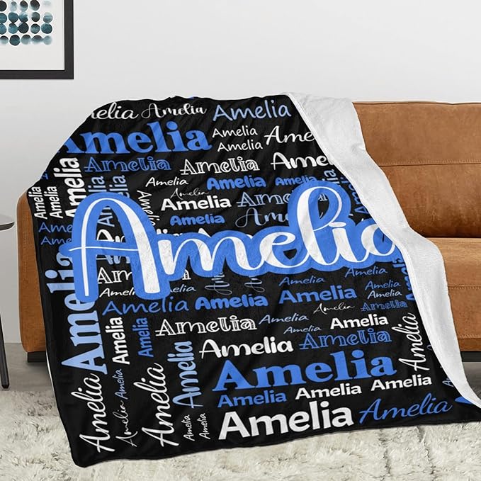Dr.TOUGH Personalized Blanket for Adult Kids with Name Customized Blankets Personalized Throw Blanket for Christmas Birthday Gifts