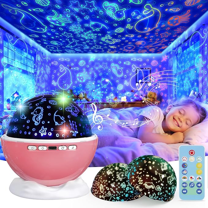 Night Light Projector, Night Light for Kids, Star Projector, 54 Light Color 360 Degree Rotation Kids Night light, Rechargeable Lamp for Bedroom, Light Projector Birthday Christmas Gifts for Boys Girls