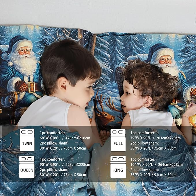 Raphus cucullatus Christmas Bedding Full,Christmas Comforter Set,Santa Claus Decor Holiday Bedding Winter Quilt,Santa Claus Comforter Set,Snowflake Navidad Quilt Set,Cute Reindeer Quilt
