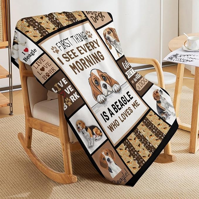 Beagles Dog Print Blanket Best Dog Pet Animal Throw Blankets for Couch Sofa Stuff Decor Gifts Lightweight Soft Cozy Fleece Plush Warm Flannel Bedding for Lover Man Woman Teen Adults 40"x50"