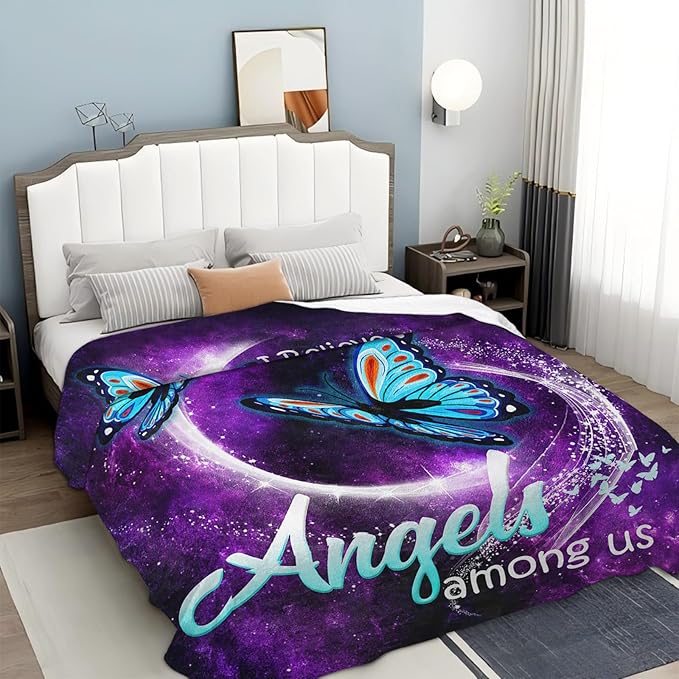 Tijuboni Butterfly Throw Blanket Blue Butterfly Gifts for Girls Boys Women Men Kids Adults Soft Flannel Fleece Blanket for Couch Sofa Bed Home Decor 50"x60"