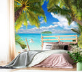 XMPMBM-Beach Palm Tree backsplash Large Decorative Wallpaper Tropical Palm Leaf Bedroom Bathroom Wall Mural- W 132" X H 92"（93 Square Foot）