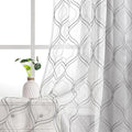 VISIONTEX White Sheer Curtains 108 Inches Long 2 Panels Set Grey Moroccan Embroidered Curtains Trellis French Textured Rod Pocket Voile Tulle Semi Window Drapes for Bedroom Living Room 54 x 108 Inch
