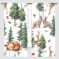 YCness Forest Animal Curtains, Wild Animals Watercolor Woodland Bear Rabbit Cartoon Window Treatments for Kids Bedroom Living Room Kitchen Living Room Drapes, 63x72 Inch