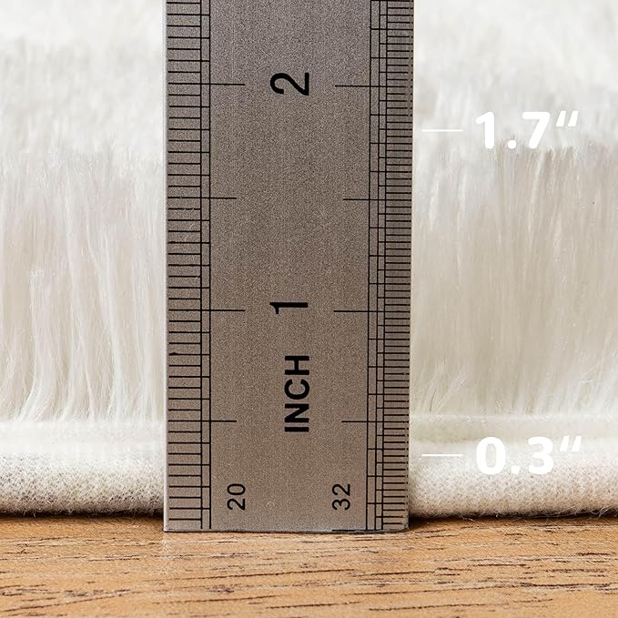 Round Fluffy Cream Rug - 4FT Super Soft Circle Shaggy Plush Fuzzy Furry Carpet for Kids & Nursery