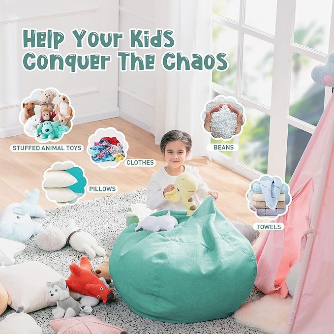 Nobildonna Bean Bag Chair Cover (No Filler) for Kids and Adults,Beanbag Stuffed Animal Storage Without Filling Plush Toys Holder and Organizer Soft Premium Corduroy 200L