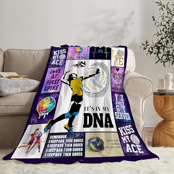 Volleyball Blanket Volleyball Gifts for Girls Boys Woman Kids Lover Sport Throw Blankets Soft Blanket Warm Fleece Flannel Plush Blankets for Bed Sofa Couch 50"x60"