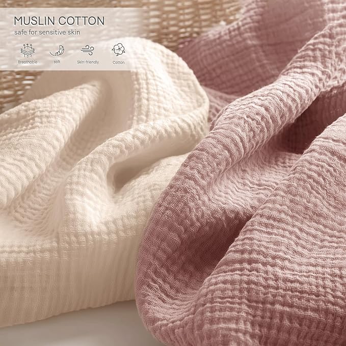 lulumoon Fitted Pack and Play Sheets: Soft Muslin Cotton for Baby Trend Playard Mattress - Neutral Colors for Boys and Girls
