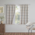 MYSKY HOME 100% Blackout Plaid Farmhouse Linen Curtains 54 Inch Long 2 Panels Set Double Layer Windowpane Drapes Thermal Insulated Privacy Protection Rod Pocket Back Tab, 52" W, Navy Blue