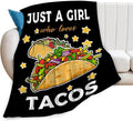 Taco Blanket for Girls Just Girl Who Loves Tacos Throw Blanket Soft Cozy Warm Fuzzy Fleece Tacos Food Bedroom Decor Blanket Gifts for Kids Women Men Adults Couch Sofa Bedding 60"X50"
