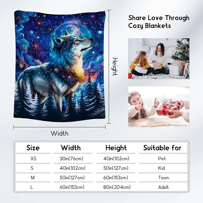 Boys Blanket Wolf Blankets Gifts for Kids/Teens/Men - Flannel Soft Cool Throws for Office, Sofa Bed - 50"x60"