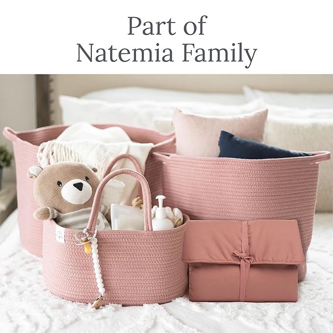 Natemia Baby Portable Diaper Changing Pad - Oeko-TEX Percale Cotton - Reusable Changing Pad for Baby - Flexible and Foldable for Travel - Machine Washable - Baby Essentials