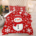 Christmas Comforter Set Queen: Christmas Snowman Red Bedding Sets for Teen Girls Women Bedroom Decor Xmas Snowflakes Quilt Winter Snow Duvet Bed Set 1 Comforter & 2 Pillowcases