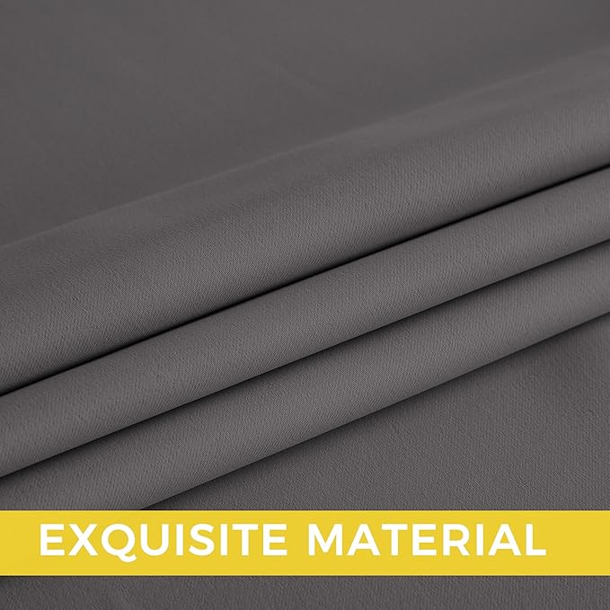 NICETOWN Blackout Curtains 96 inches Long for Living Room, Room Darkening Curtains Grey 2 Panels, 3 Pass Microfiber Noise Reducing Thermal Insulated Solid Ring Top Blackout Window Drapes