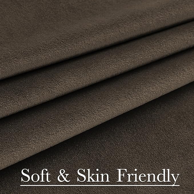 StangH Brown Velvet Curtains Thermal Insulated Room Darkening, Privacy Protect Decorative Drapes for Bedroom Living Room Cafe Bar Home Theater, 52 x 84 inches, 2 Panels