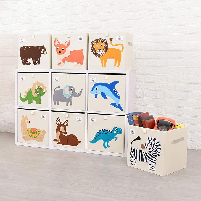 CLCROBD Foldable Animal Cube Storage Bins Fabric Toy Box/Chest/Organizer for Toddler/Kids Nursery, Playroom, 13 inch (Triceratops)