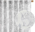 jinchan Linen Nursery Curtains 84 inch Long Woodland Wildlife Grey Print Drapes for Kid's Room Light Filtering French Country Farmhouse Gray Curtains with Bunny and Forest Design Set of 2 Panels