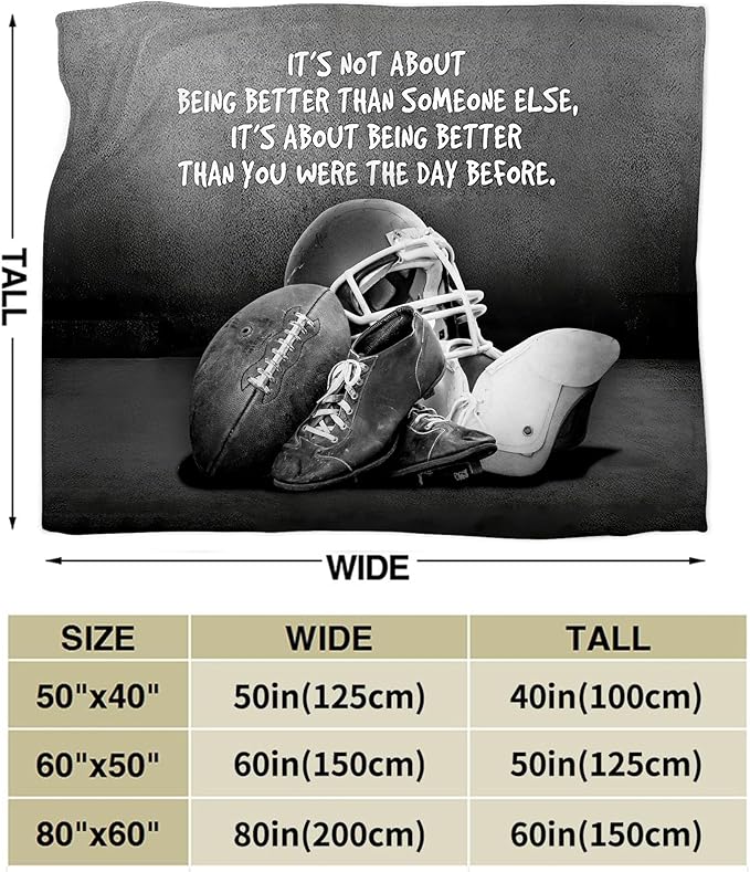 Sports Football Throw Blanket - Soft Warm Cozy Fleece for Boys Men Girls Women Kids Adults - Couch Sofa Bed 60"x50"