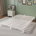 Queen Bed Frame 4 Inch White, Metal Bed Frame Queen Size with Baffles, No Box Spring Needed, Heavy Duty Steel Platform Support, Rounded Corner Design, Noise Free, Easy Assembly