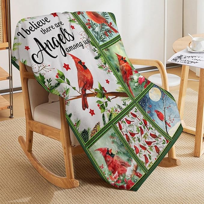 Cardinal Throw Blanket Red Birds Blankets Gifts for Couch Sofa Bed Stuff Decor Lightweight Cozy Fleece Plush Warm Flannel Bedding for Lover Men Women Adults 50"x60"