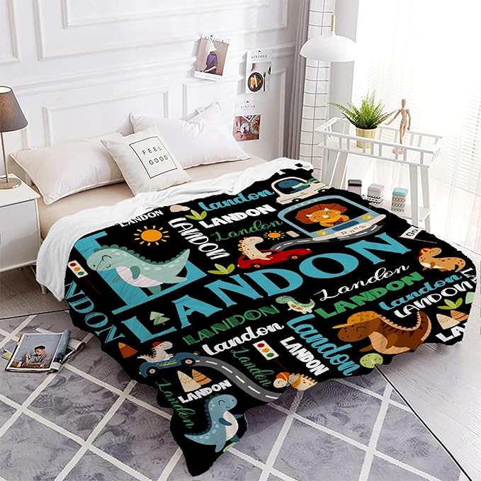 Custom Dinosaur Truck Blanket Gifts for Girls Boys Women - Super Soft Cozy Warm Throw Sheet for Couch Bed Sofa Office Decor All Season 40"x50" for Kids/Children