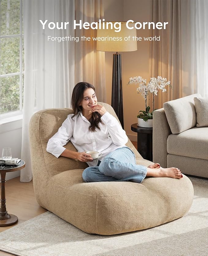 Relefree Goliath Bean Bag Chair for Adults,Cozy Bean Bag Reading Chair,Plush Memory Foam Filling,Oversized Comfy Chair for Living Room,Bedroom,Fireside for Reading,Gaming&Relaxation