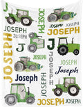 Custom Tractor Blanket with Name for Boys Girls Kids, Personalized Name Blanket Trucks, Soft Flannel Blankets Customized Gift for Children Day Birthday Christmas-40 x50