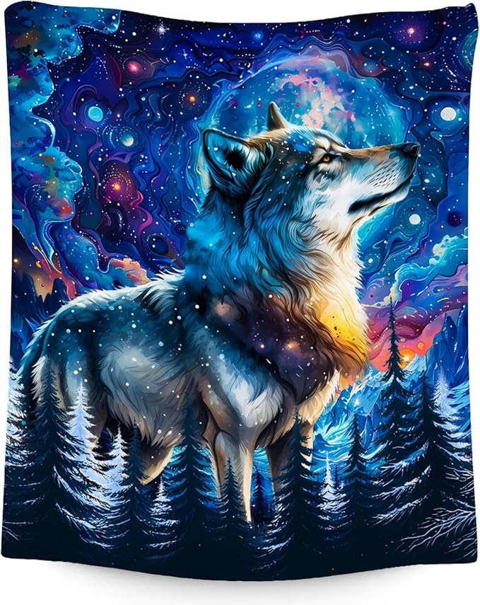 Boys Blanket Wolf Blankets Gifts for Kids/Teens/Men - Flannel Soft Cool Throws for Office, Sofa Bed - 50"x60"