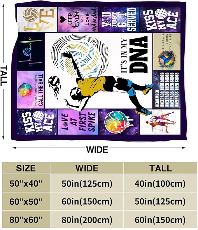 Volleyball Blanket Volleyball Gifts for Girls Boys Woman Kids Lover Sport Throw Blankets Soft Blanket Warm Fleece Flannel Plush Blankets for Bed Sofa Couch 50"x60"