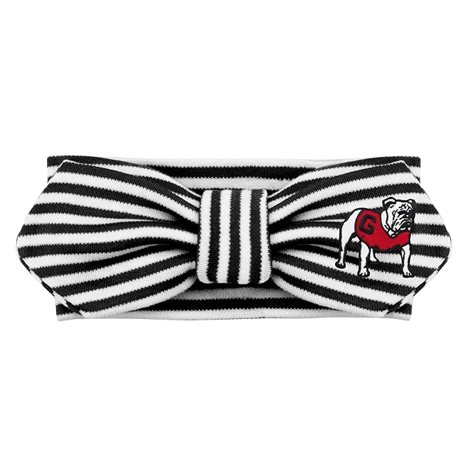 Creative Knitwear Georgia Bulldogs Infant Girls Black/White Striped Hair Knot Headband Embroidered Logo - Size Newborn - 4T