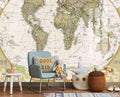 World Map Wallpaper Mural for Nursery Kids Room Large Wall Mural for Bedroom Living Room