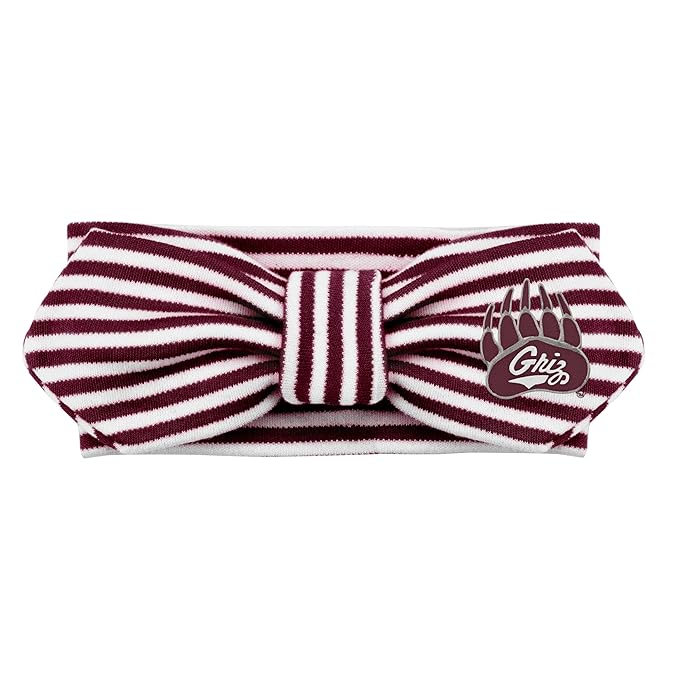 Creative Knitwear Montana Grizzlies Infant Girls Maroon/White Striped Hair Knot Headband Embroidered Logo - Size Newborn - 4T