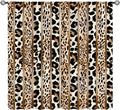 Leopard Curtains, Cheetah Wild Animal Geometric Stripe Wildlife Theme Window Drapes for Bedroom Living Room 63" W X 72" L