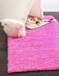 Unique Loom Solid Shag Collection Area Rug (1' Square, Taffy Pink)